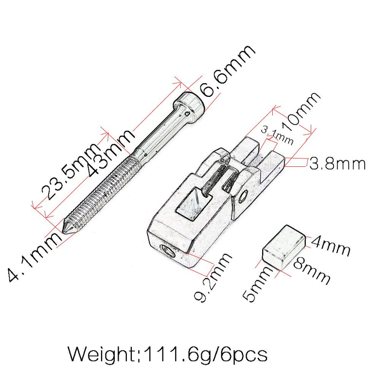 Alnicov Set of 6 Double Locking System Tremolo Locked Saddles for Floyd Rose Guitar with String Lock Screws