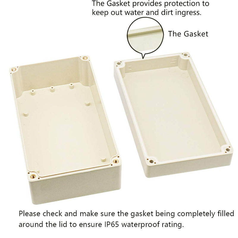 Zulkit Junction Box ABS Plastic Dustproof Waterproof IP65 Universal Electrical Boxes Project Enclosure Gray 6.2 x 3.5 x 2.4 inch (158 x 90 x 60 mm) 6.2" x 3.5" x 2.4"