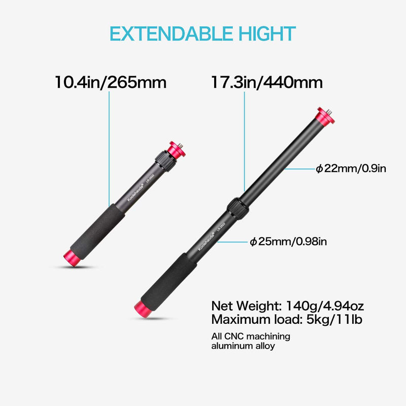 koolehaoda Extension Stick Tripod Extension Tube, can be Used as a monopod and Mobile Phone Selfie Stick. 2 Section Extension Length is: 17.5inch KQ2522