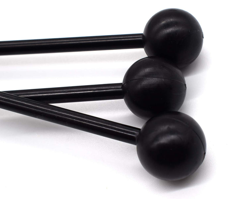 AUEAR, 10 Pcs Solid Plastic Bell Mallets Percussion Sticks Hammer Drum Sticks Mallets for 11 Inch Black