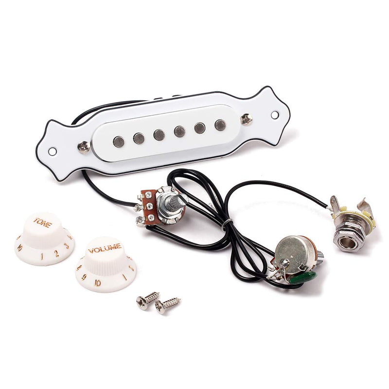 Alnicov White Sound Hole Magnetic Pickup with Tone Volume Knobs for 6 String Folk Acoustic or Electric Guitar