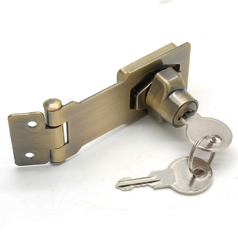 Kyuionty 2Pcs Keyed Hasp Locks 3 Inch Twist Knob Keyed Locking Hasp, Metal Safety Hasp Latches Keyed Different for Small Doors, Cabinets (Bronze) Bronze