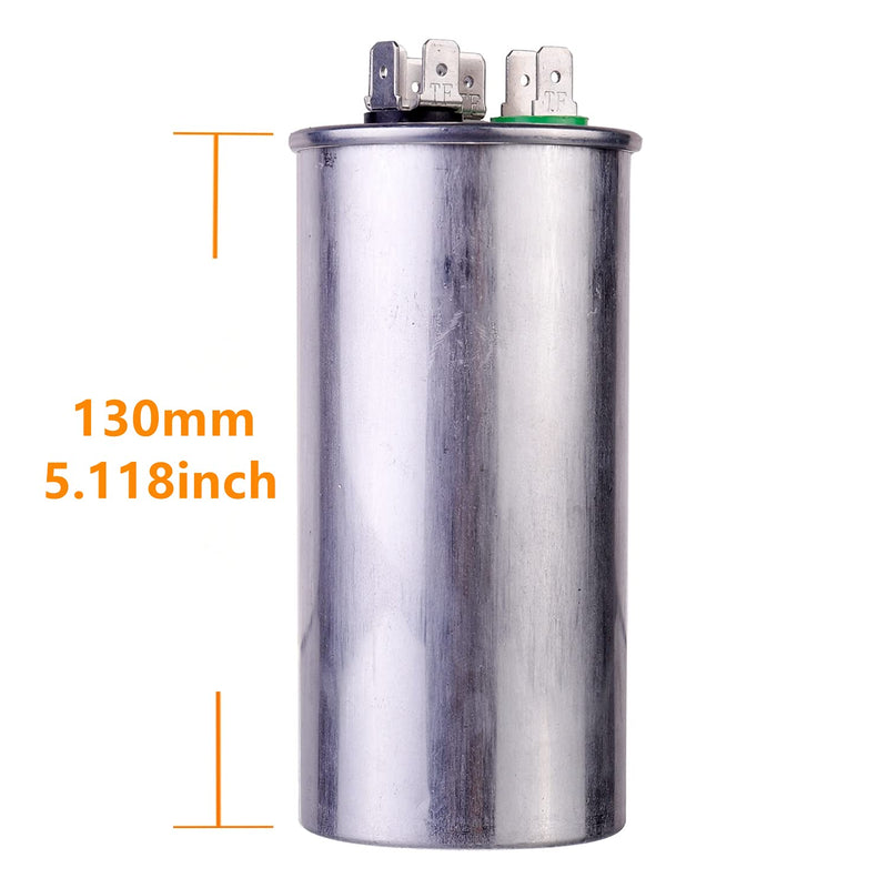 HUAREW 80+7.5 uF ±6% 80/7.5 MFD 370/440 VAC CBB65 Dual Run Start Round Capacitor for Condenser Straight Cool or Heat Pump Air Conditioner or AC Motor and Fan Starting