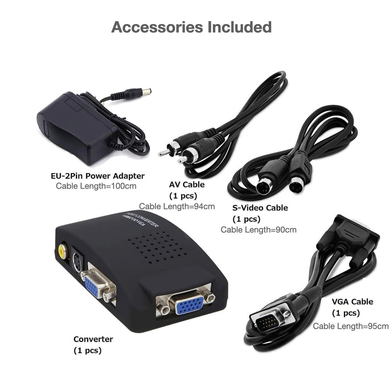 SOUTHSKY Video Converter , Composite RCA AV to VGA, S Video to VGA,VGA to VGA, Adapter Box,Compatible with TV,PC,Monitor,Laptop,DVD,CCTV Camera