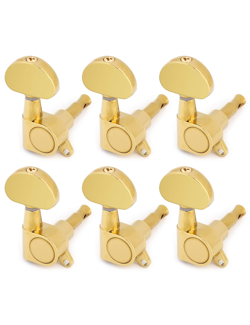 Metallor Sealed String Tuning Pegs Tuning Keys Machine Heads Grover Tuners 6 In Line for Right Handed Electric Guitar Acoustic Guitar Parts Replacement Gold.