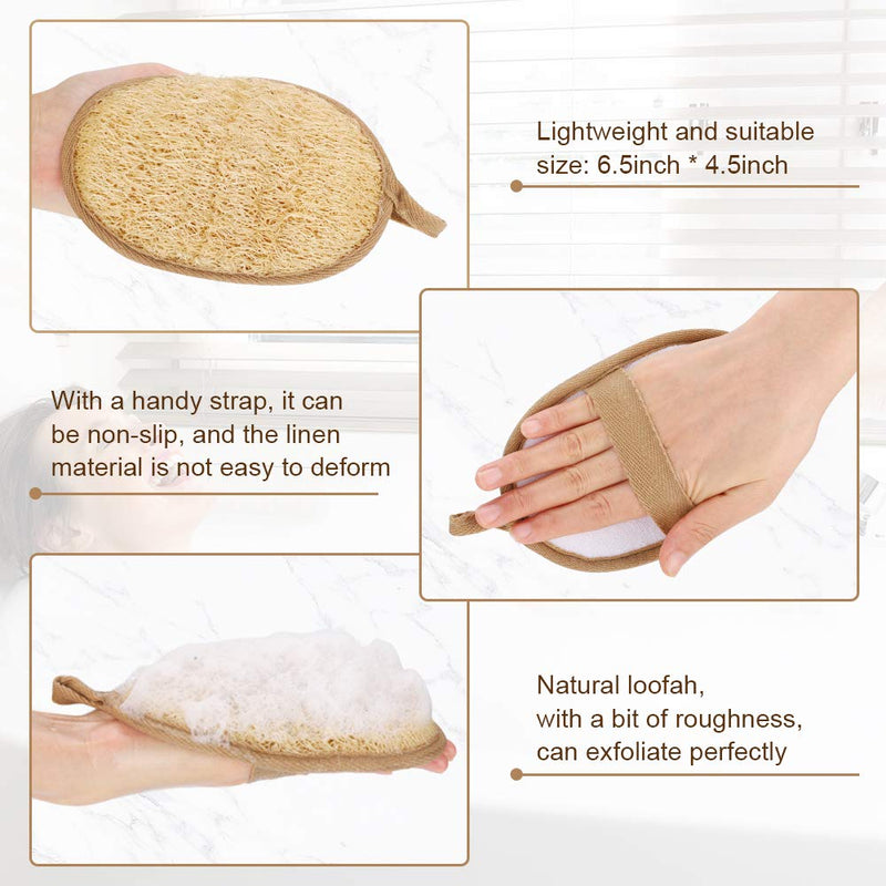2 Pack Exfoliating Loofah Pads, 1 Pack Natural Sisal Soap Bag and 1 Pack Sisal Bath Sponge Set, Eco Shower Tool with Hooks gift for Men and Women