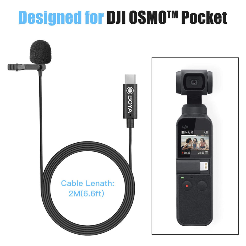 BOYA Clip-on Digital Omnidirectional Lavalier Microphone for DJI OSMO Pocket Action Camera