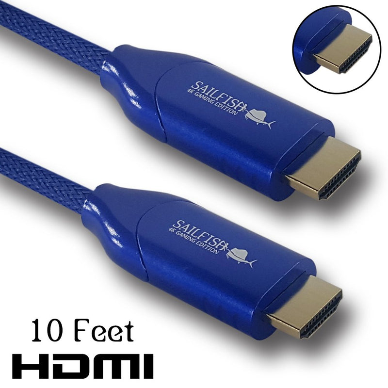 4K Ultra HD HDMI Cable Supports 2160p, 4K@60Hz, HDR, ARC with Cable Management Strap Compatible with Xbox Series S, Xbox One, PS5, PC, HDTV, Blu-Ray (10 Feet, Blue) 10 Feet