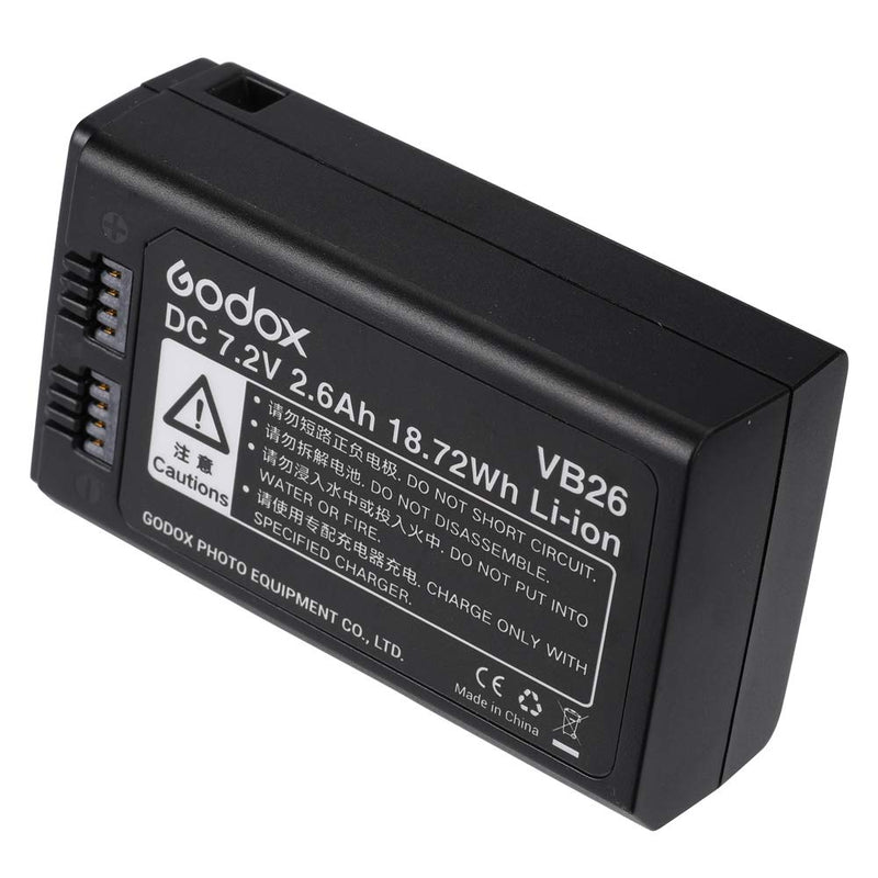 Godox VB26 Li-ion Battery Compatible for Godox V1-S V1-N V1-C V1-F V1-O V1 Round Head Camera Flash with CONXTRUE USB LED