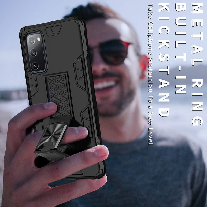 Samsung Galaxy S20 FE Case Galaxy S20 FE 5G Case Military Grade Built-in Kickstand Case with Stand Holster Armor Heavy Duty Shockproof Cover Protective Case for Galaxy S20 FE Phone Case (Black) Black