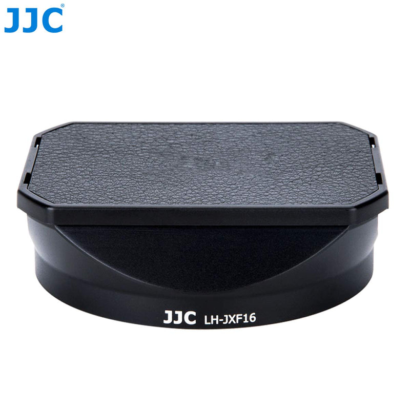 JJC LH-JXF16 Square Metal Bayonet Hood for Fujinon XF16mmF1.4 R WR, Fujinon Lense XF 16mm F1.4 R WR, Fuji 16mm F1.4 Lens Hood, Fujinon 16mm 1.4 Hood, Slide Front Cap, Replaces Fujifilm LH-XF16