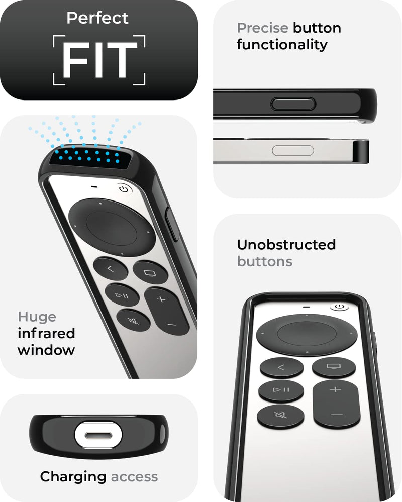 TotalMount Air Rim Case ‚Äì Slim, Hybrid Case with Ultimate Drop Protection for Apple TV Remotes (Siri Remotes) ‚Äì Black Perimeter Cover & Clear Back