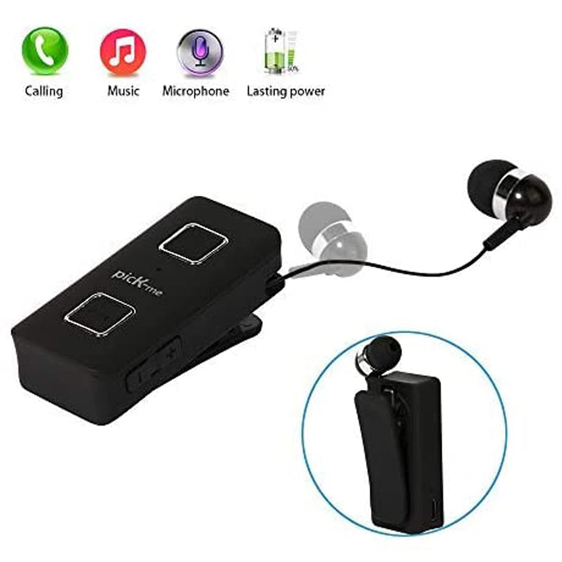 picK-me Business Bluetooth Headset, Wireless Bluetooth Headset with Microphone, Bluetooth V4.1, Handsfree, 120 Hours of Standby, Compatible for iPhone Android Mobile Phone (Black) Black