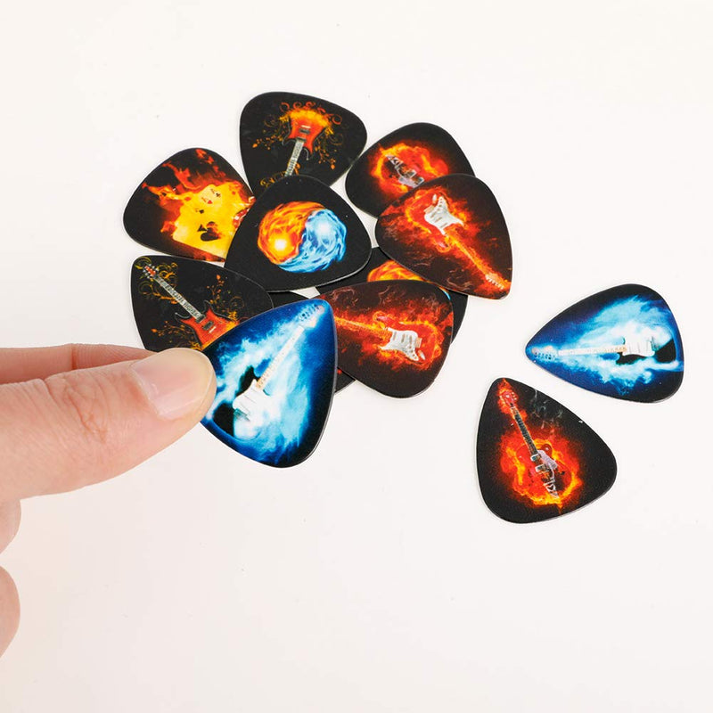 DaveandAthena 18 Pack Flame Guitar Picks, Guitar Plectrums Celluloid Pick for Your Electric, Acoustic, or Bass Guitar, 0.71mm
