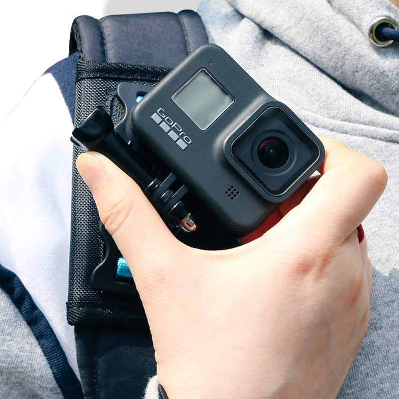 SUREWO Backpack Shoulder Strap Mount with Adjustable Shoulder Pad and 360° Rotating Base Mount Compatible with GoPro Hero 10/9/8/7/6/5 Black,DJI Osmo Action 2,Insta 360 ONE R and Most Action Cameras