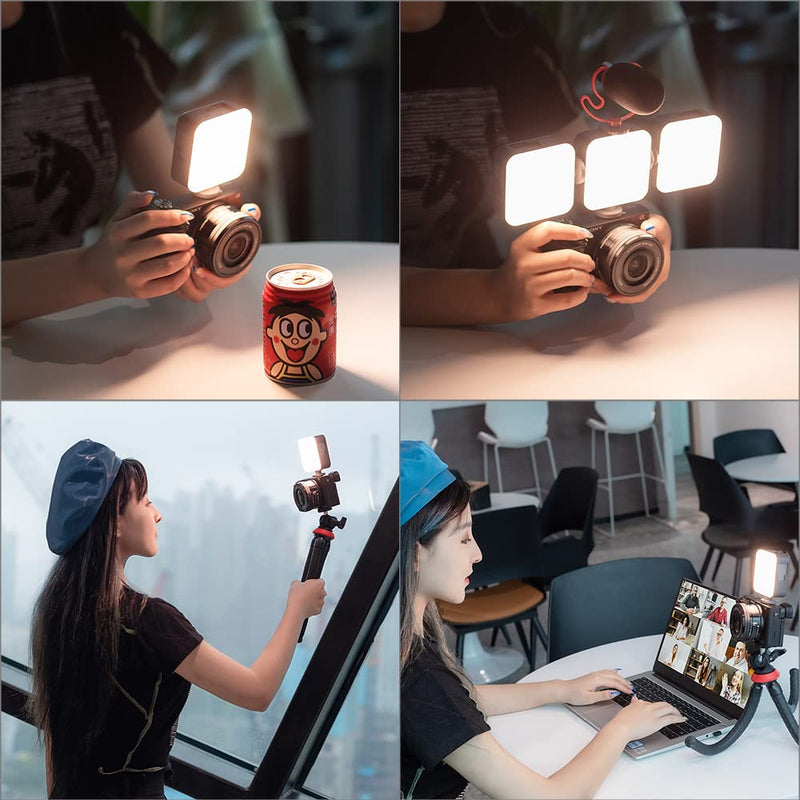 [AUSTRALIA] - simorr LED Video Light, Portable Camera Lights, 96 LED Beads for Photography Video Lighting, Rechargeable 2200mAh CRI 95+ 2700-6500K Dimmable Panel w 3 Cold Shoe 3286 