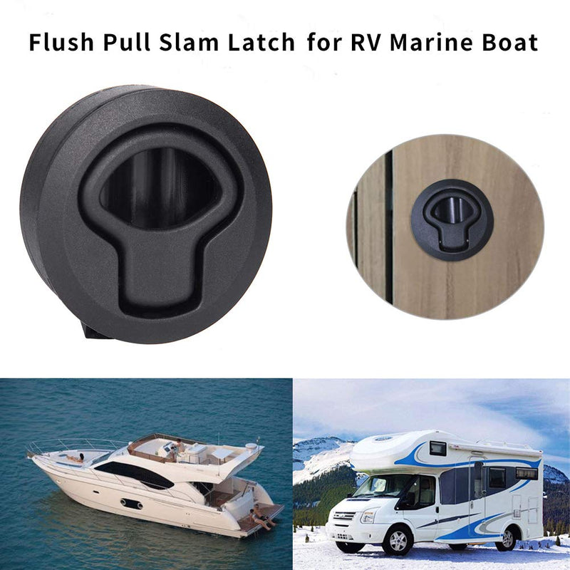 ADrivWell 4PC Round Slam Latch Hatch Push-to-Close Latch Nylon Flush Door Pull Latch Non-Locking Style Replacement for M1-63 RV Marine Boat Deck Hatch Door