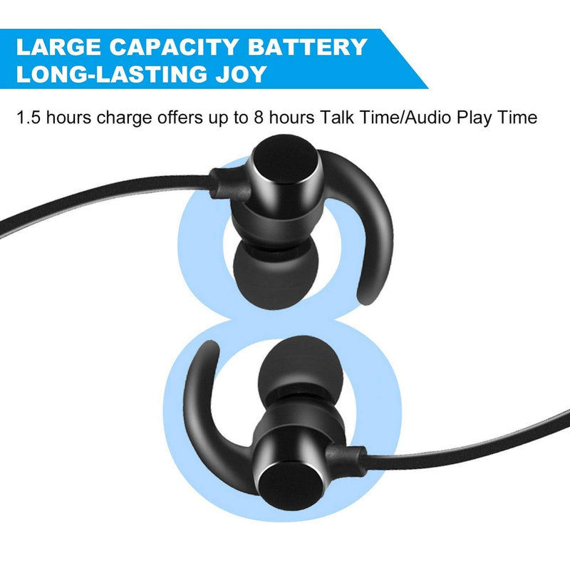 GRC Bluetooth Headphones Neckband, Wireless Bluetooth 4.2 Earbuds IPX5 Sweatproof Magnetic Wireless Earphones with Mic for in-Ear Earphones Sports (8 Hours Play Time, Noise Cancelling)