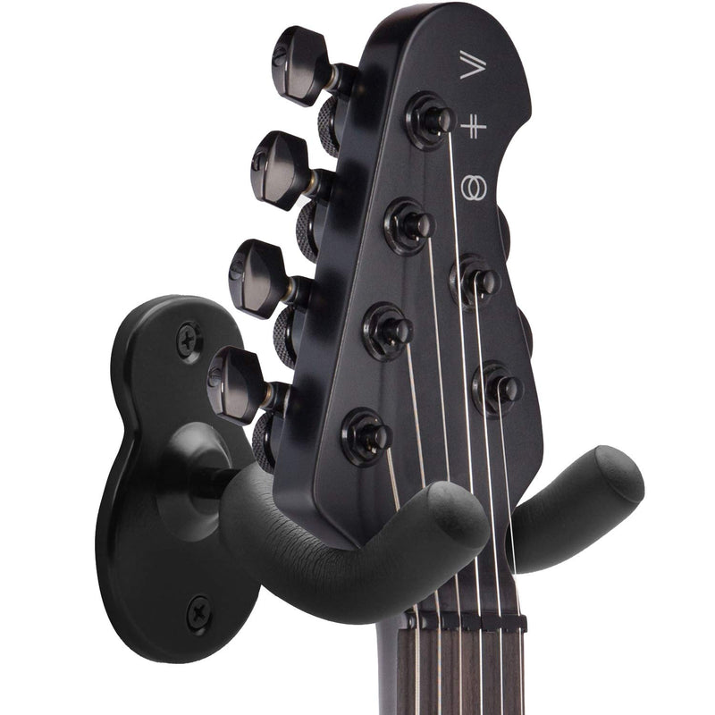 Guitar Hanger Wall Mount 2 Pack hook Metal Holder Black for Acoustic Electric Bass Guitars Ukulele and More Instruments