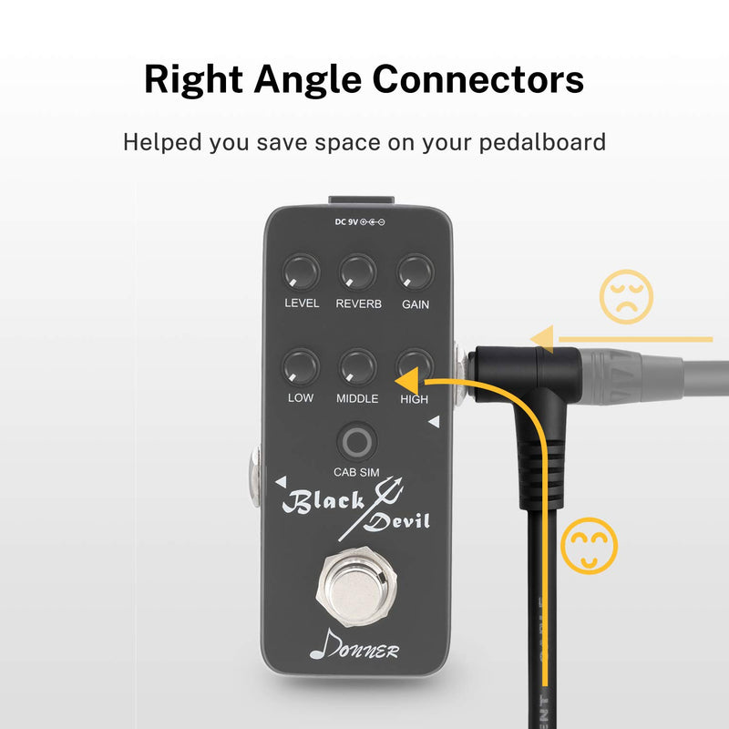 [AUSTRALIA] - Donner 6 Inch Guitar Patch Cable Black, Guitar Effect Pedal Cables, Noiseless TS Mono Cords for Guitar/Bass Effect Pedals (6 Pack) 15CM 6-Pack 