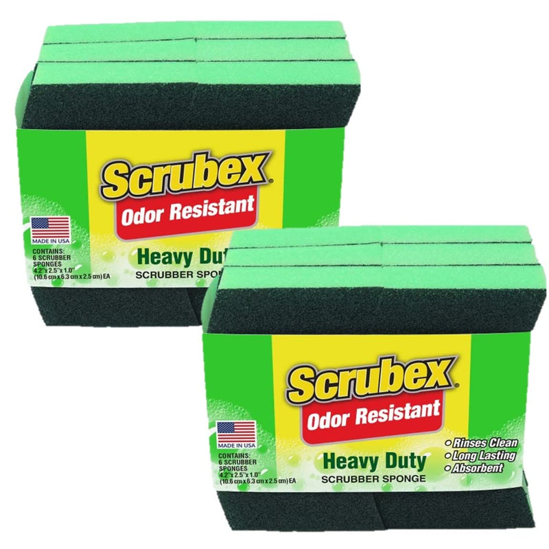 Scrubex Heavy Duty Odor Resistant Scrubber Sponge, 12 Count
