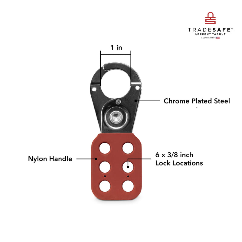 TRADESAFE Lock Out Tag Out Hasp, 6 Pack, Stainless Steel Safety Hasp Lock for Padlocks, Tamper-Proof and Impact-Resistant