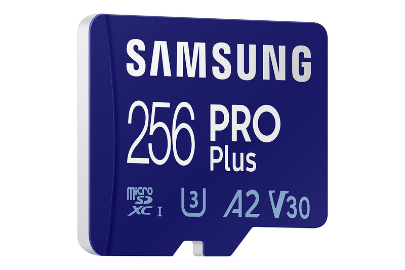 SAMSUNG PRO Plus + Adapter 256GB microSDXC Up to 160MB/s UHS-I, U3, A2, V30, Full HD & 4K UHD Memory Card for Android Smartphones, Tablets, Go Pro and DJI Drone (MB-MD256KA/AM)