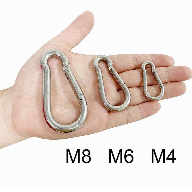 12 Pcs Small Carabiner Clip - Stainless Steel Spring Snap Hook for Bird Feeders or Dog Leash & Harness, Quick Link Keychain(M4,40mm, can Hold 150lbs) M4