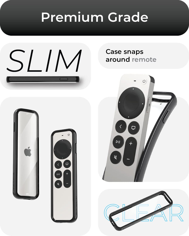 TotalMount Air Rim Case ‚Äì Slim, Hybrid Case with Ultimate Drop Protection for Apple TV Remotes (Siri Remotes) ‚Äì Black Perimeter Cover & Clear Back
