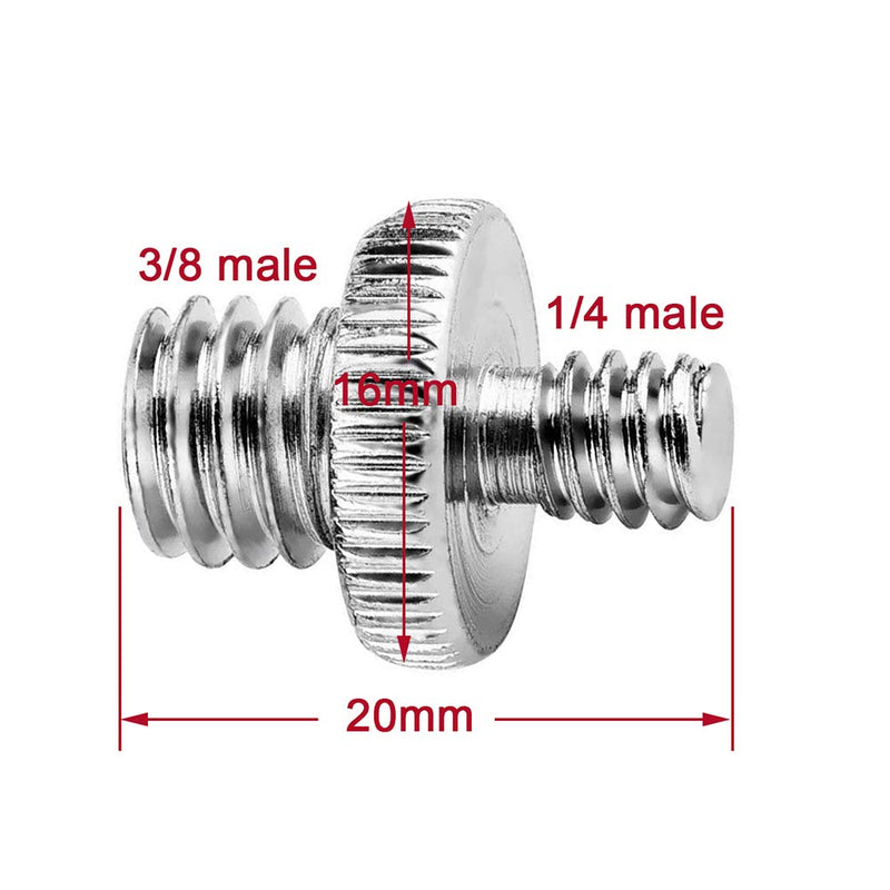 1/4 Male to 3/8 Male Threaded Camera Tripod Screw Adapter Converter,3/8 Male to 1/4 Male Threaded Camera Tripod Screw Convert Adapter Converter Mount for Camera Cage Shoulder Rig/Tripod/Light Stand 1/4-3/8 male