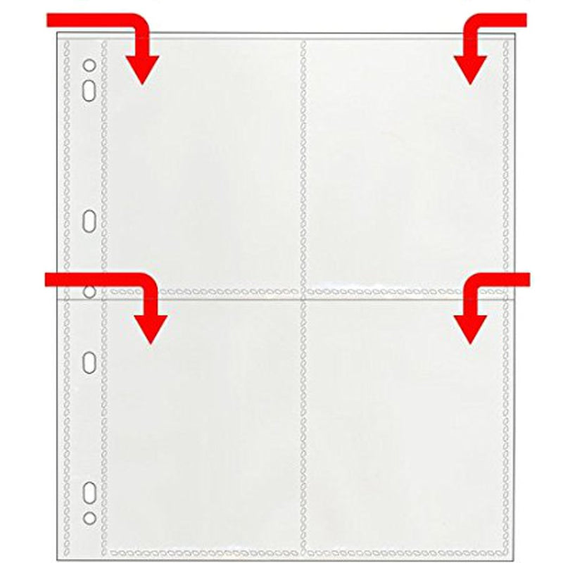 Clear File - Photo Page for 3-Ring Binders - Archival-Plus Safe Plastic - Four 4" x 5" pockets - Holds eight photos - 25 Pack 340025B #34B