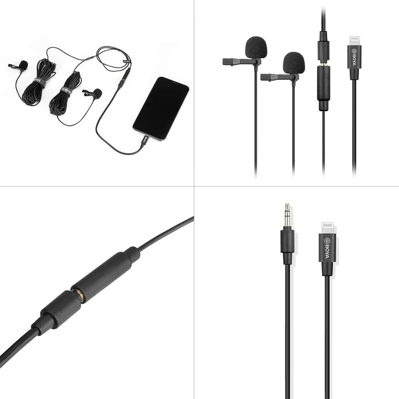 [AUSTRALIA] - BOYA BY-M2D Digital Omnidirectional Dual-Head Lavalier Microphones Compatible with iPhone, iPad, and iPod Touch iOS Devices 