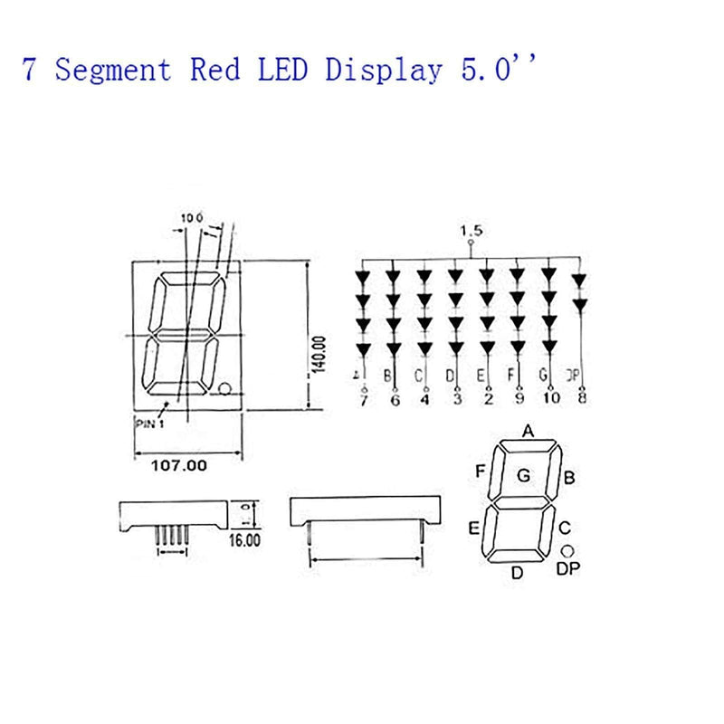 5 inch 7 Segment Red LED Display Common Anode