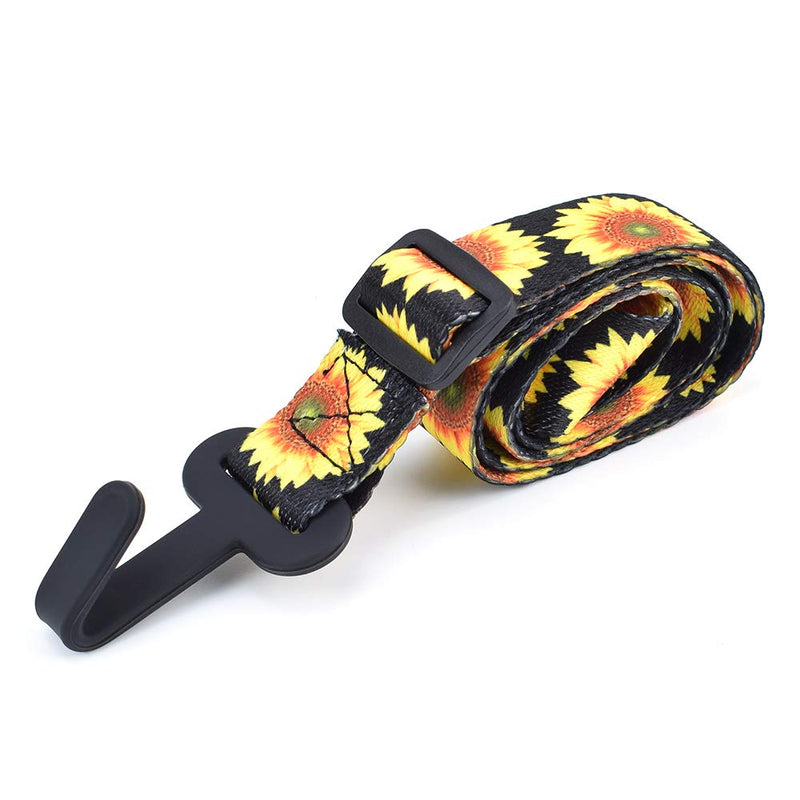 CLOUDMUSIC Ukulele Strap With Hook Button Free For Soprano Concert Tenor(Sunflowers) Sunflower