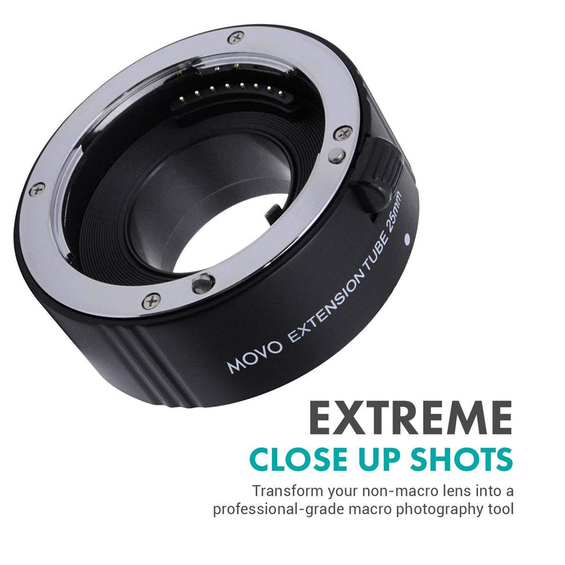 Movo Photo AF 25mm Macro Extension Tube for Sony Alpha DSLR Camera (Metal Mount)