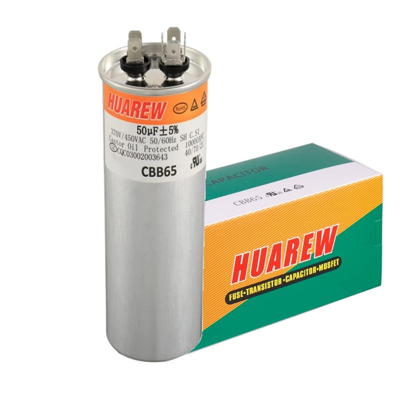 HUAREW 50 uF MFD ±5% 450 VAC CBB65 AC Motor and Fan Starting Round Capacitor 50UF