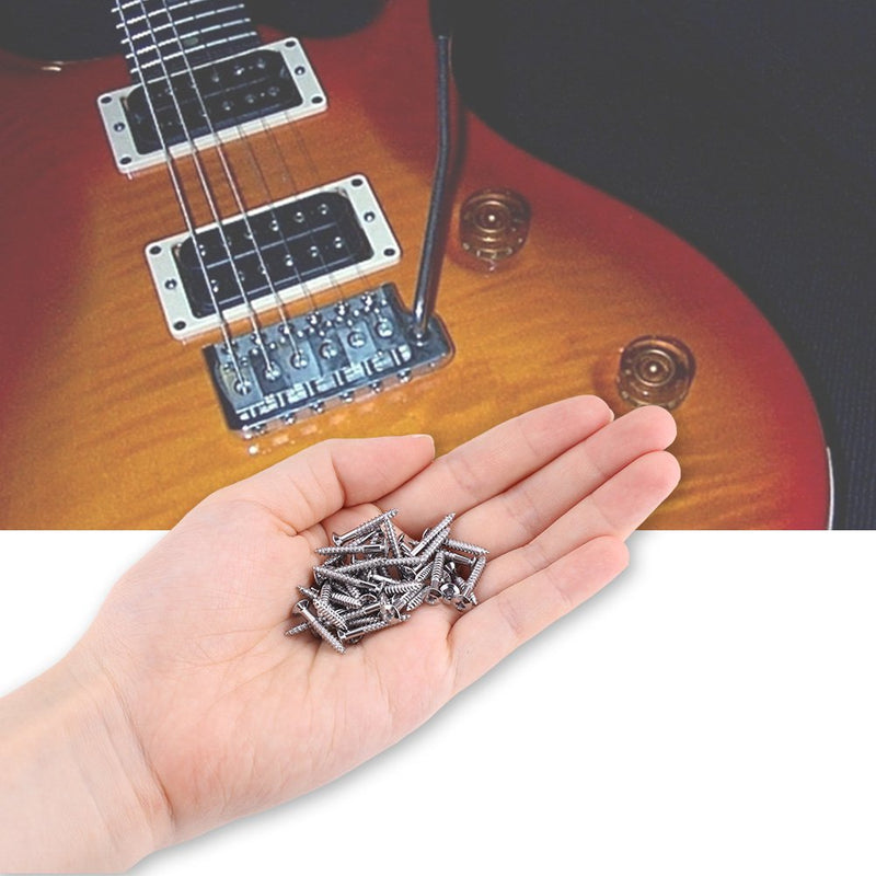 Dilwe 40 Pcs Guitar Pick Up Screws, Guitar Humbucker Pickup Screws Set Kit Ring Mounting Screws Silver