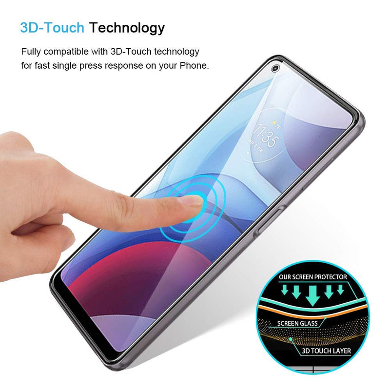 TOCOL [6 Pack] Compatible with Moto G Power 2021 (Not for Moto G Power 2020) - 3 Pack Tempered Glass Screen Protector and 3 Pack Camera Lens Protector [Easy Installation Frame] HD Clear Case Friendly
