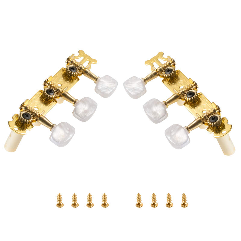 Randon Classical Guitar String Tuning Peg Tuner Machine Heads Tuning Key Pegs 3+3 Tuners for Nylon Strings (GOLD)