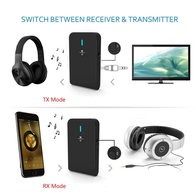 ZIIDOO Bluetooth 5.0 Transmitter and Receiver, 3-in-1 Wireless Bluetooth Adapter,Low Latency Bluetooth Audio Adapter for TV,Car,Home Stereo System