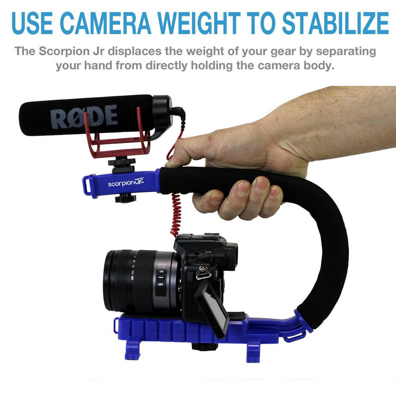 Cam Caddie Scorpion Jr. Limited Edition Collapsible Stabilizing Camera/Smartphone Handle w/Hot Shoe Mount - Blue