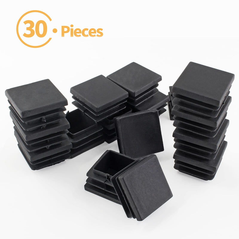 Uenhoy 30 Pcs 1-1/2" Square Plastic Plugs Insert End Caps Black Tubing End Caps for Square Tube, Chair Legs, Fence 1-1/2"