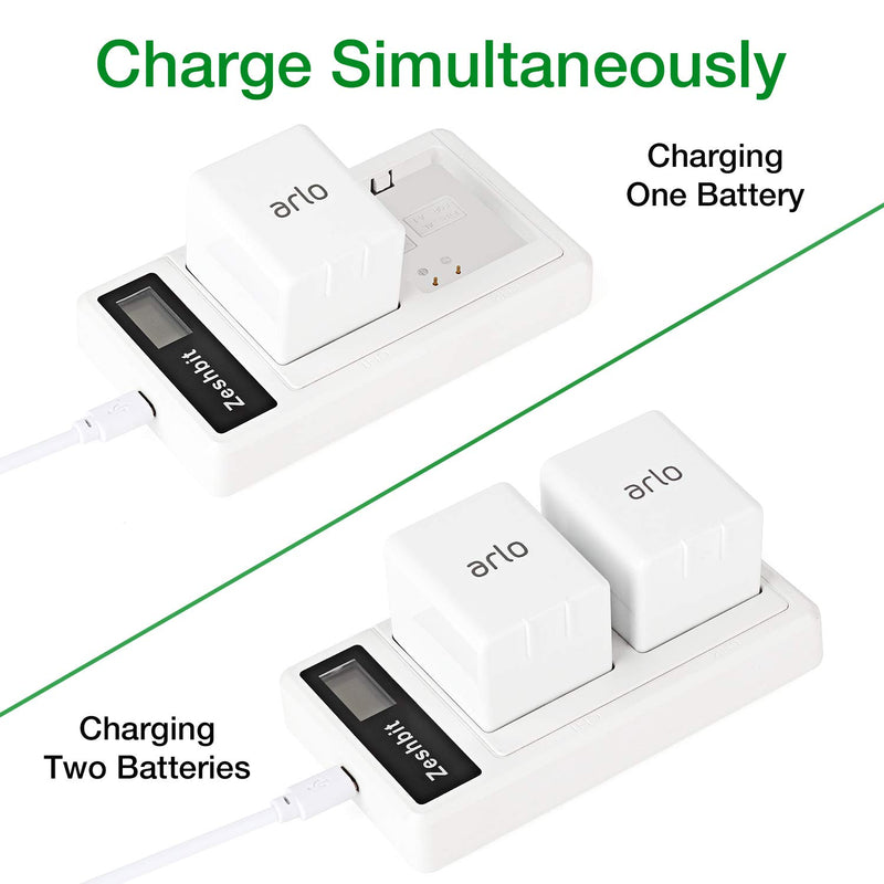 Dual Battery Charger for Arlo, Charging Station Compatible with Arlo Pro, Arlo Pro 2, Arlo GO, Arlo Light Security Camera with USB Cable (No Batteries)