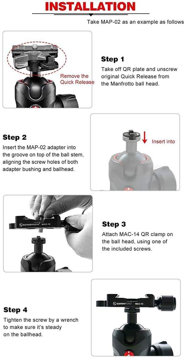 Sunwayfoto MAC-15T RC2 / Arca Compatible Clamp + Boss Adapter / Convertor Set