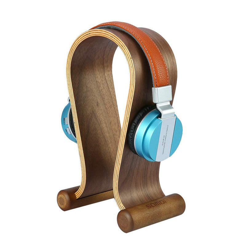 SAMDI Wooden Walnut Wood Omega Headphone Gaming Headset Display Stand Holder Hanger