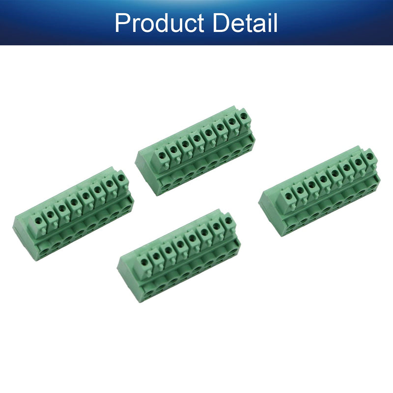 Fielect 5Pcs 3.5mm Pitch 8P PCB Screw Terminal Block Connector 300V 8A Pluggable Teminal Blocks Connector Green 8 Pin