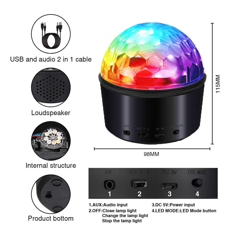 [AUSTRALIA] - Bluetooth Disco Ball Lights,SOLMORE 9 Colors Party Lights Disco Ball Sound Activated Strobe Light with Remote Control USB DJ Lights LED Disco Ball Night Lamp for Kid Bedroom Bar Club KTV 