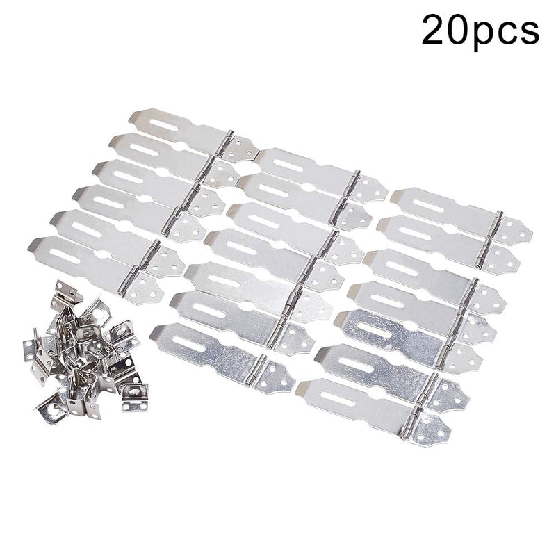 MroMax Hasp Staple Padlock Latch,94mm Length,Stainless Steel Furniture Cupboard Door Stainless Steel Silver Tone 20pcs
