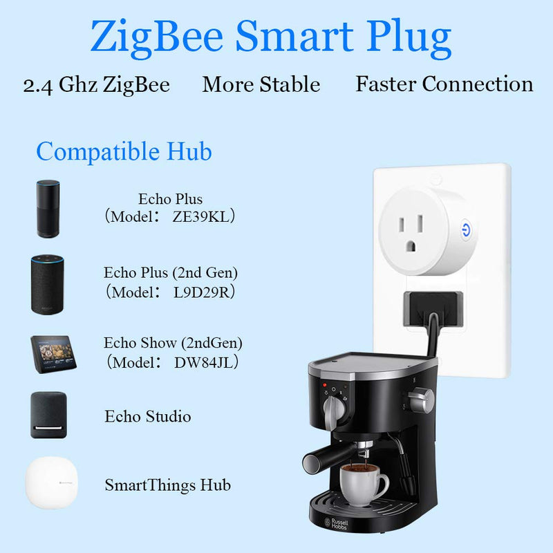 CMARS Smart Plug, ZigBee Switch Mini Smart Outlet Works with ST, Alexa, Echo (4th gen) Echo Plus (2nd) Google Home, Works as a Range Extender, Hub Required （2 Pack）