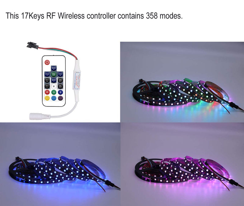 [AUSTRALIA] - HJHX WS2812B Led Controller DC5-24V 17 Keys Wireless RF WS2811 Led RGB Controller with 358 Modes Control Led Pixel Strip, Module, Strings and Christmas Rope Lights-2Pack (17Keys) 17Keys 